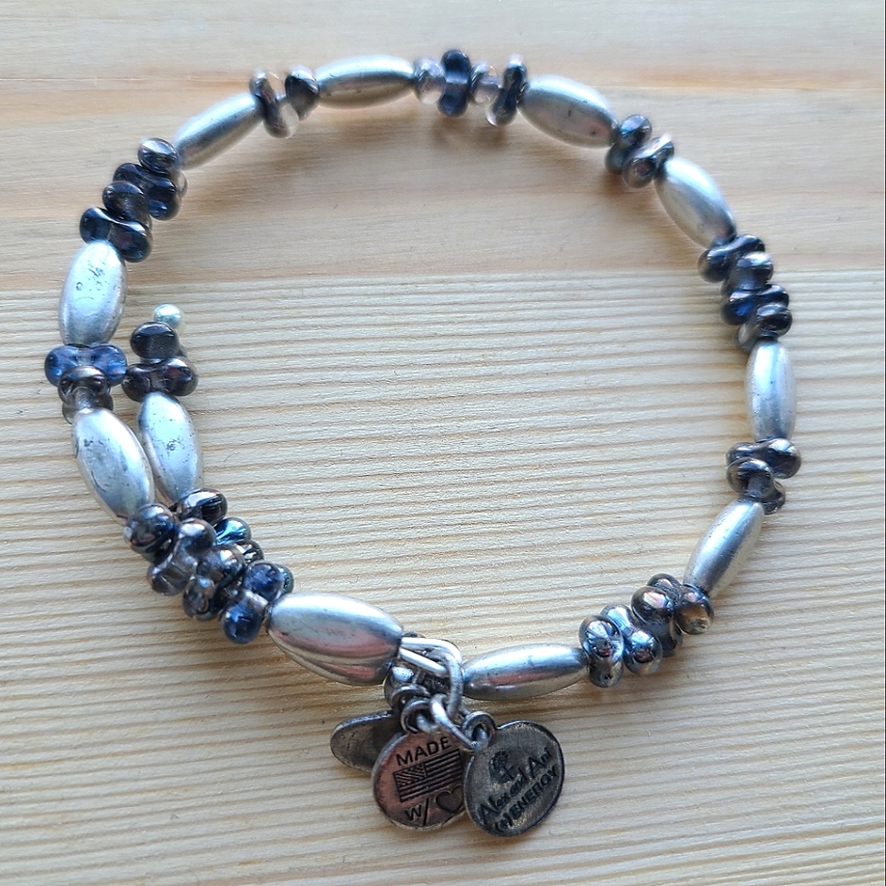 ๐2xHP๐ NWOT Alex and Ani Vintage Sixty-Six Silver Gunmetal Bead Wrap Bracelet - Picture 3 of 4